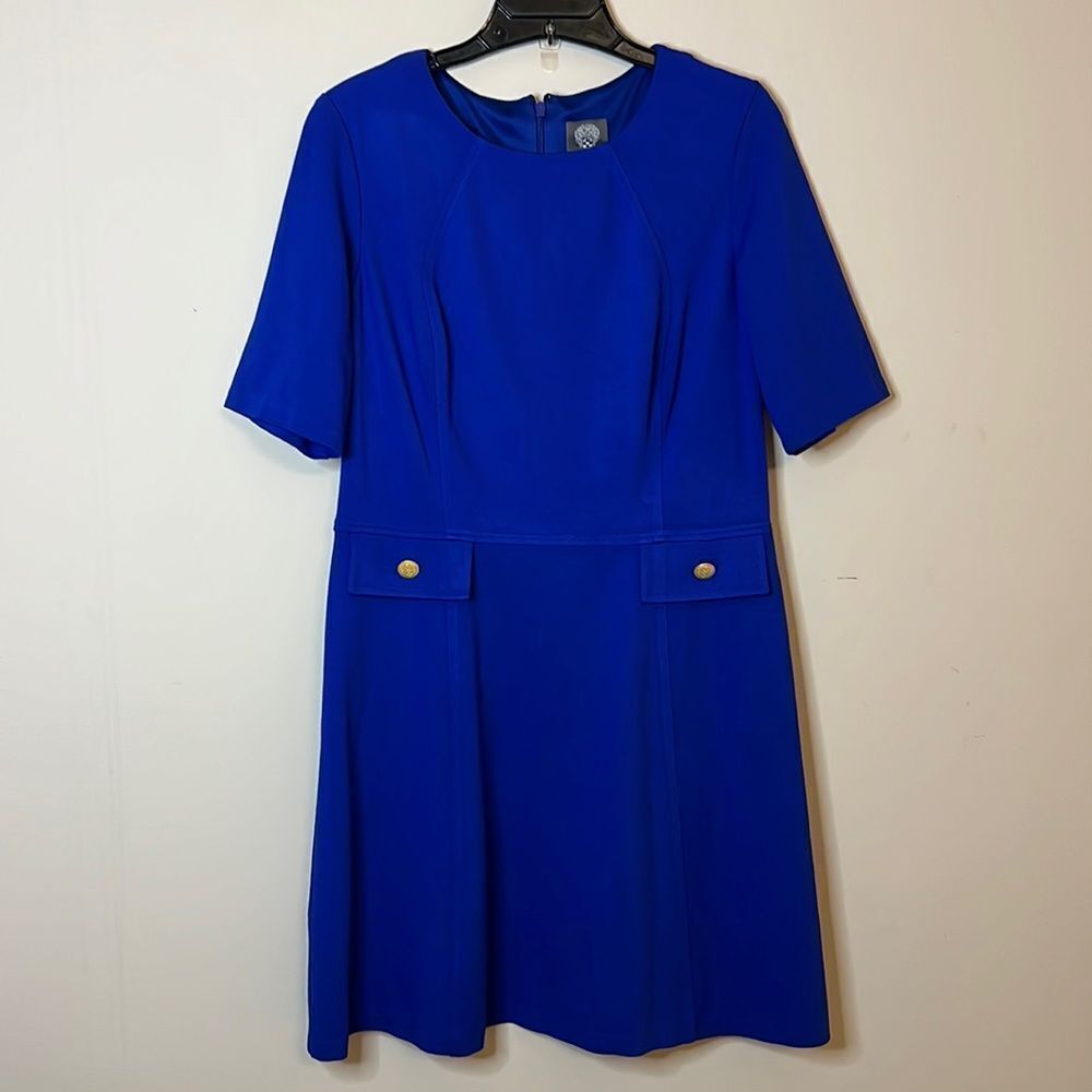 Vince Camuto Royal Blue Fit and Flare Dress - Size 12